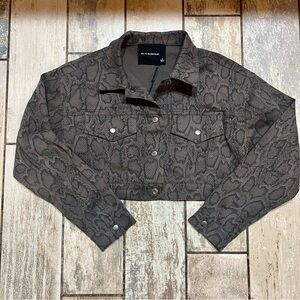 Olivaceous Snake Print Jean Jacket